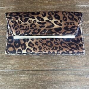 Fortuna Valentino Leopard Faux Fur Clutch
